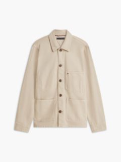Washed Flag Embroidery Denim Chore Jacket — Khaki 6
