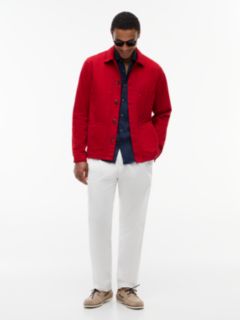 Washed Flag Embroidery Denim Chore Jacket — Red 2