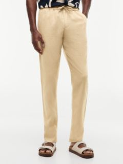 Harlem Tapered Leg Linen Blend Chinos — Beige 2