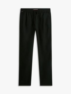 Harlem Tapered Leg Linen Blend Chinos — Black 5
