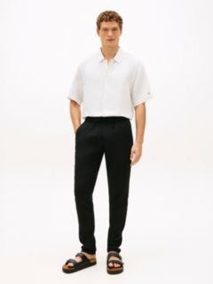Harlem Tapered Leg Linen Blend Chinos — Black 1
