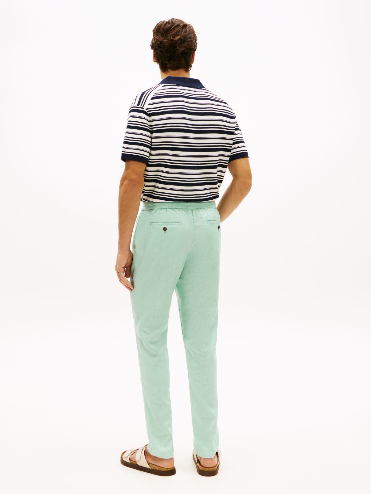 Harlem Tapered Leg Linen Blend Chinos — Green