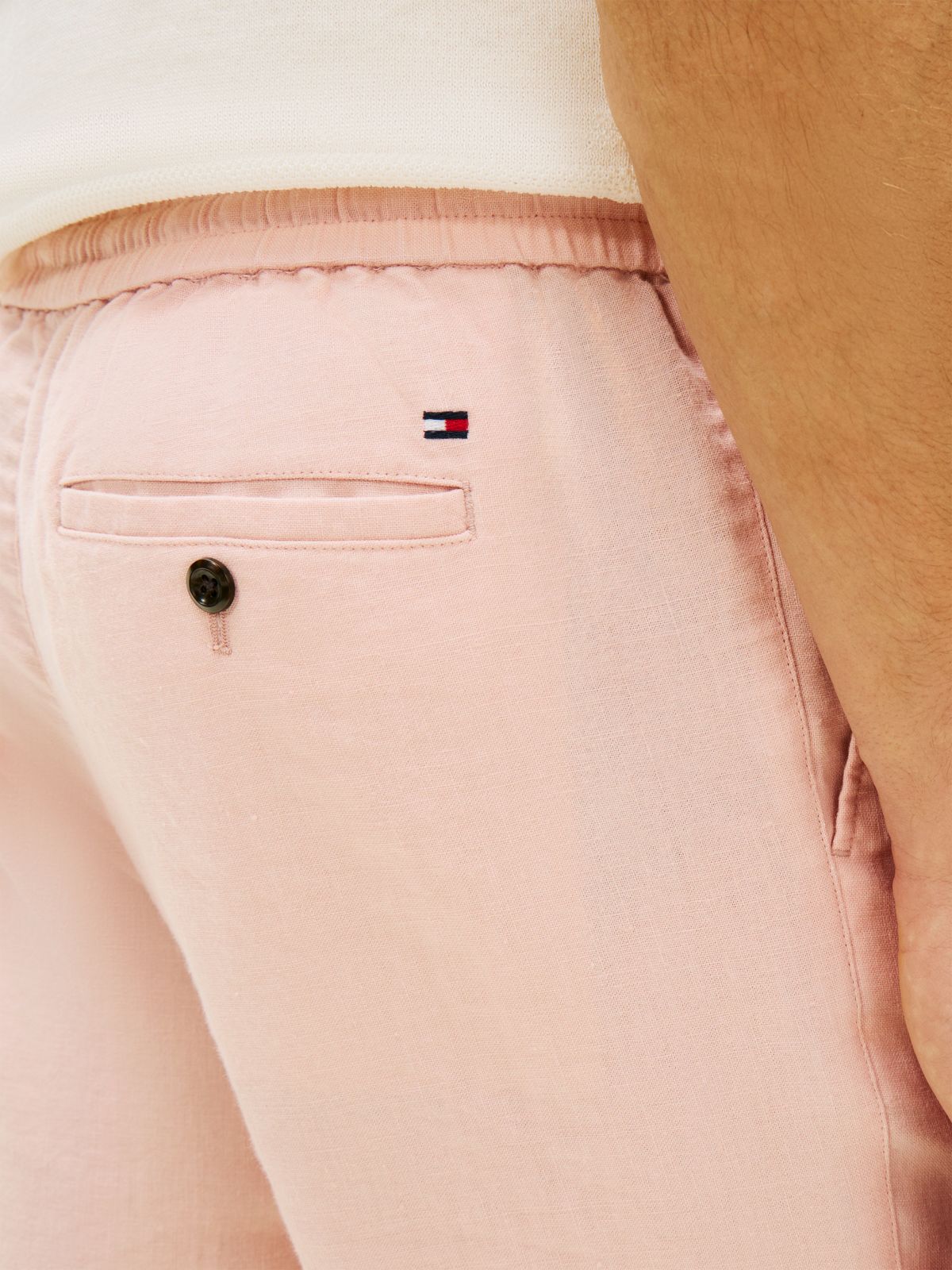 Harlem Tapered Leg Linen Blend Chinos — Pink