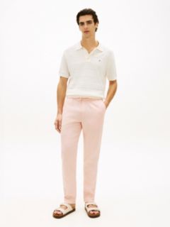 Harlem Tapered Leg Linen Blend Chinos — Pink 1