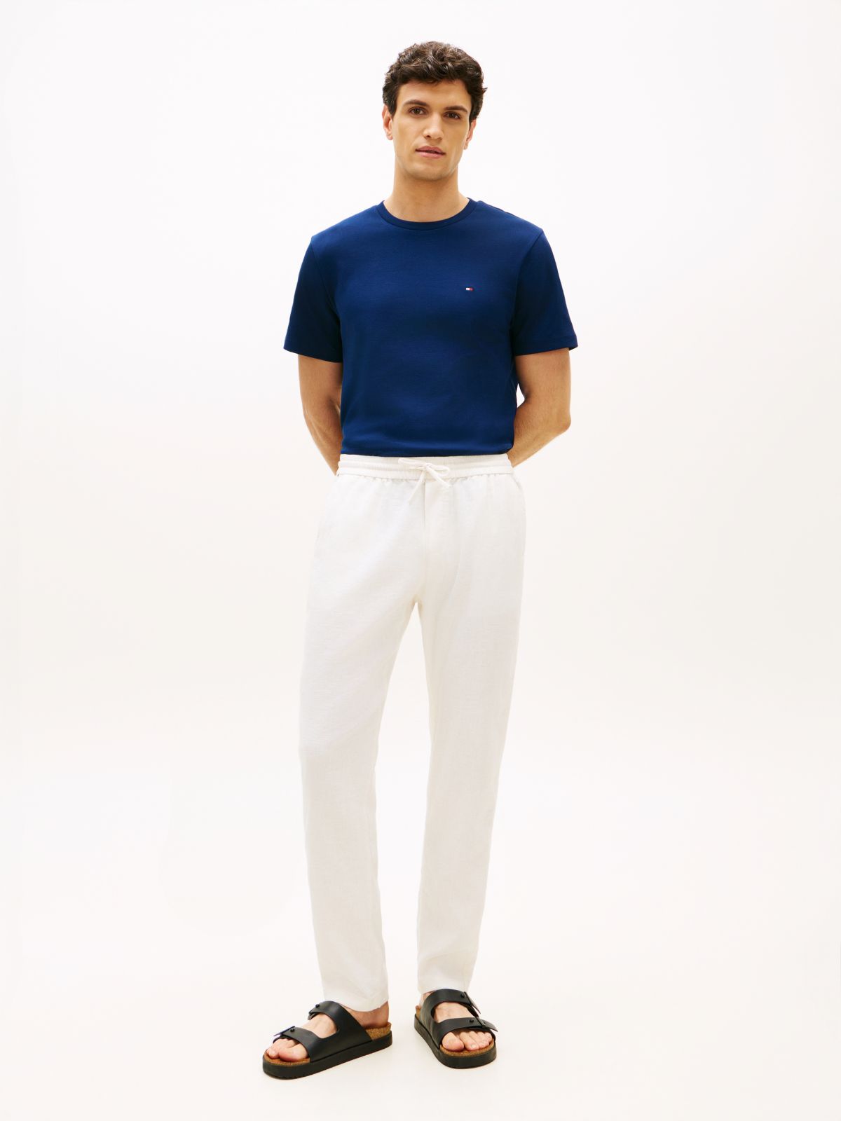 Harlem Tapered Leg Linen Blend Chinos — Yellow