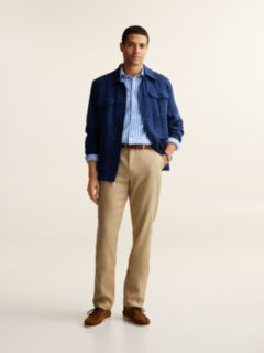 Denton Slim Straight Linen Blend Chinos — Beige 2