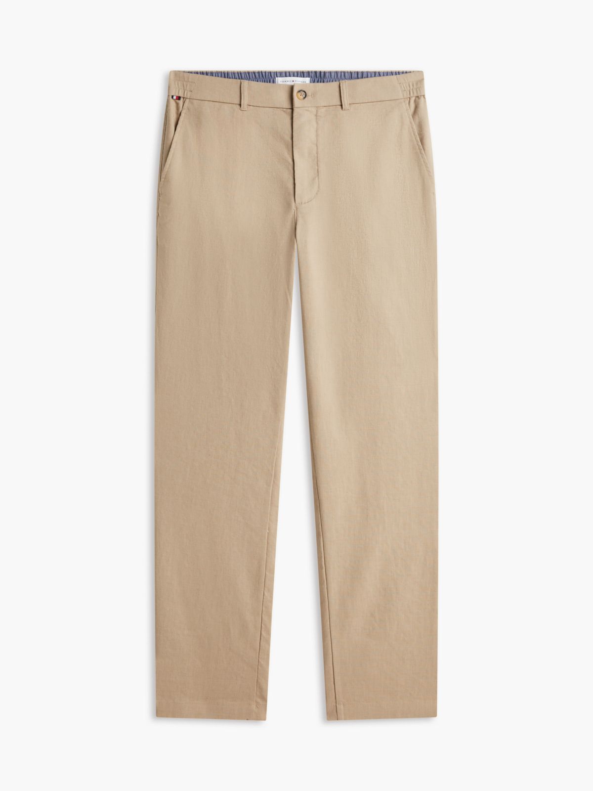 Denton Slim Straight Linen Blend Chinos — Beige