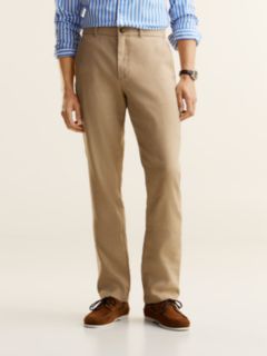 Denton Slim Straight Linen Blend Chinos — Beige 1