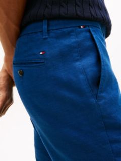 Denton Slim Straight Linen Blend Chinos — Blue 3