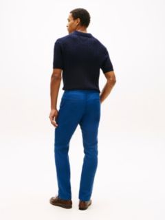 Denton Slim Straight Linen Blend Chinos — Blue 4