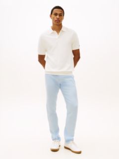 Denton Slim Straight Linen Blend Chinos — Blue 2
