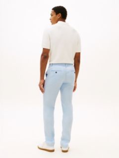 Denton Slim Straight Linen Blend Chinos — Blue 4