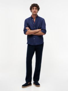 Denton Slim Straight Linen Blend Chinos — Blue 2