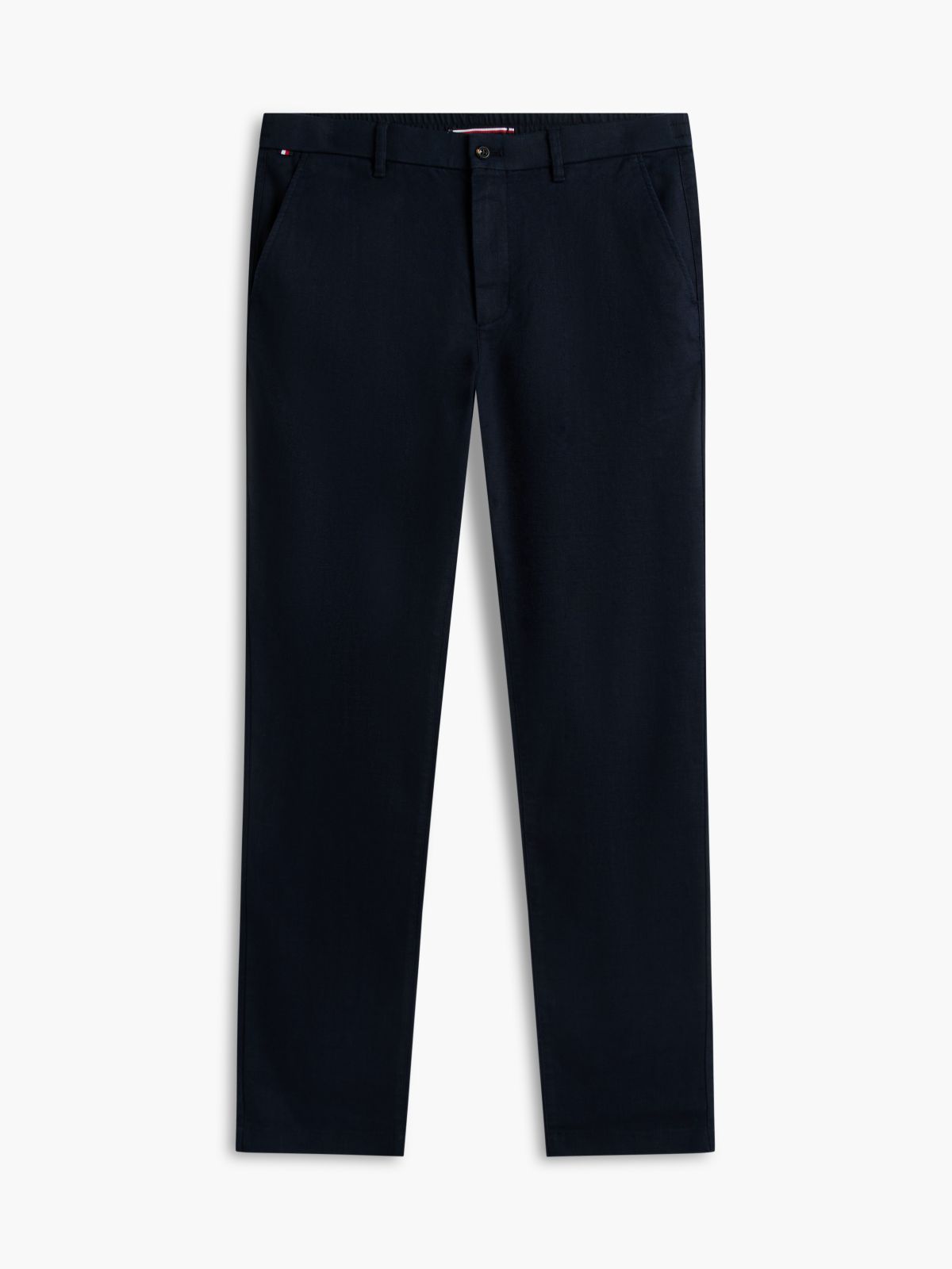 Denton Slim Straight Linen Blend Chinos — Blue