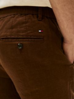 Denton Slim Straight Linen Blend Chinos — Brown 3