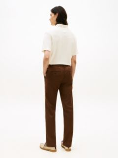Denton Slim Straight Linen Blend Chinos — Brown 4