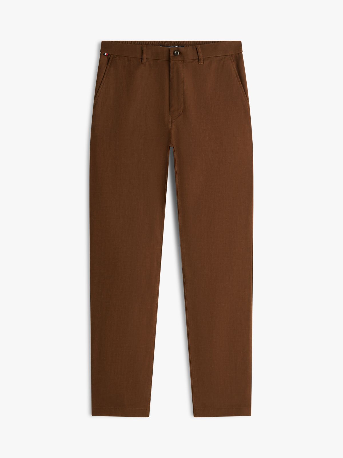 Denton Slim Straight Linen Blend Chinos — Brown