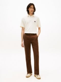 Denton Slim Straight Linen Blend Chinos — Brown 1