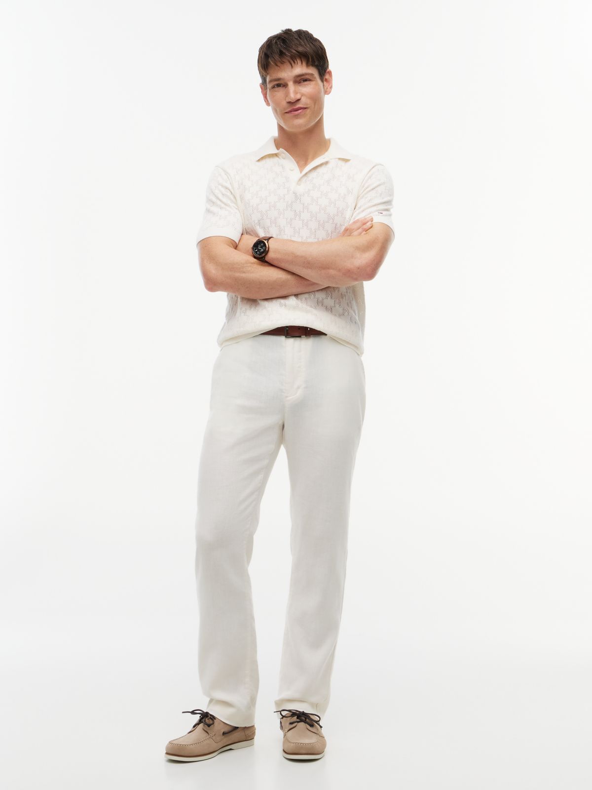 Denton Slim Straight Linen Blend Chinos — Yellow