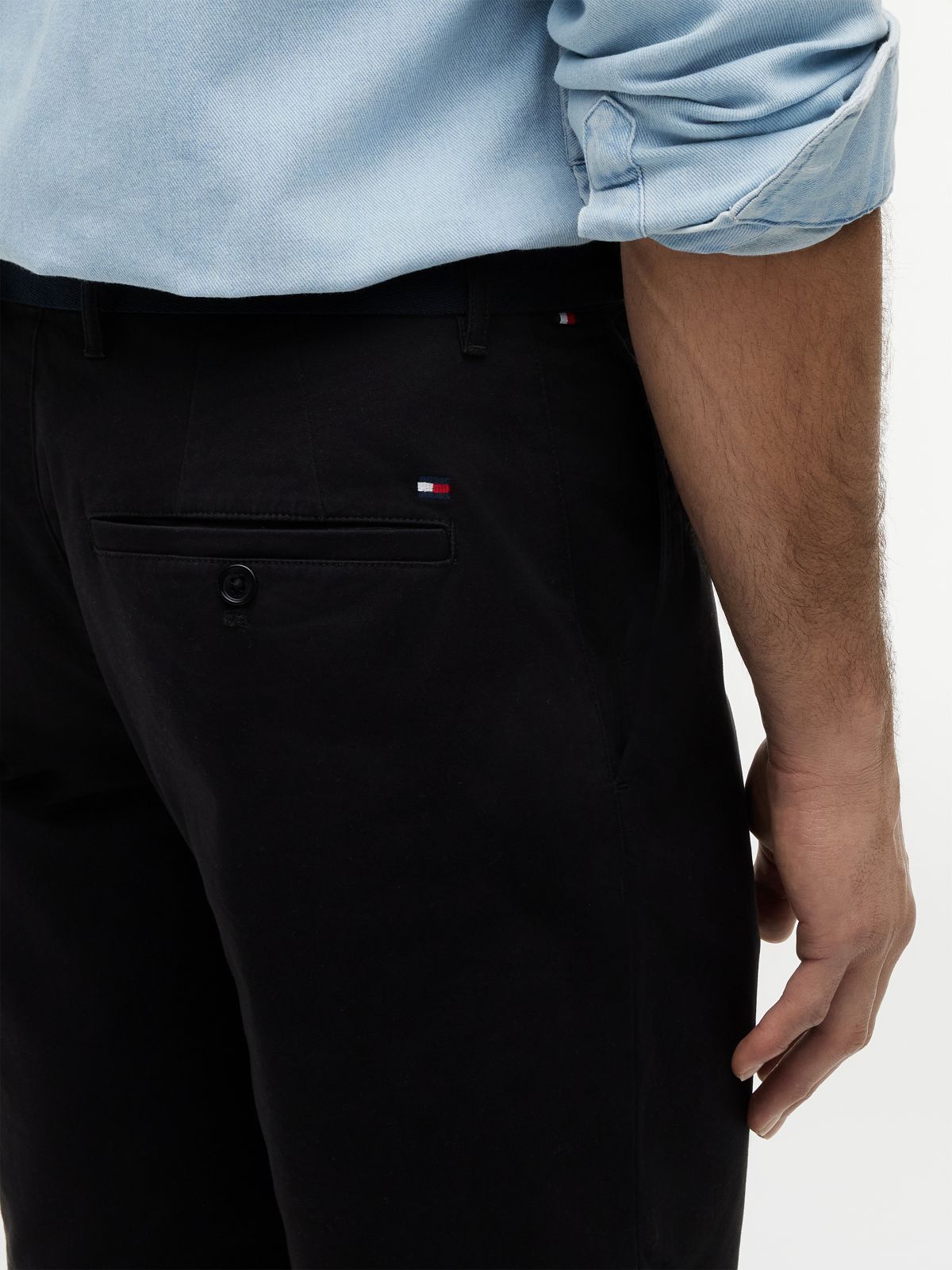 Denton Slim Straight Belted Chino Shorts — Black