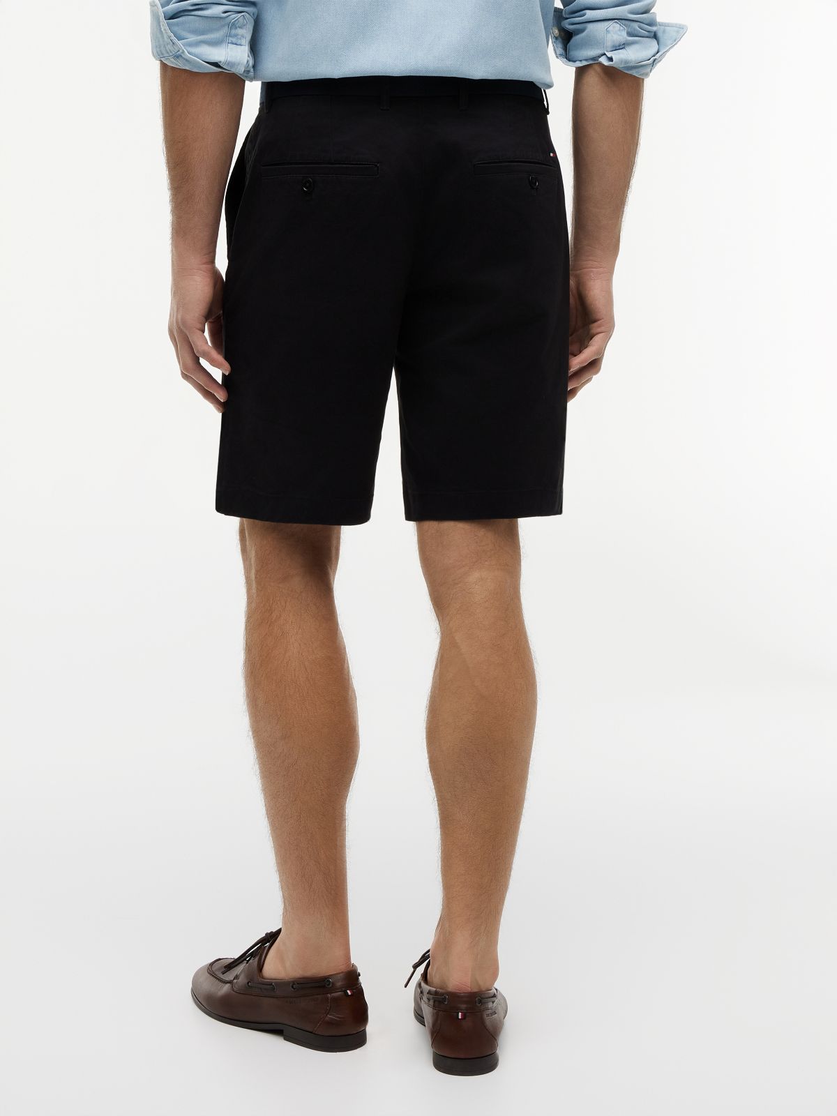 Denton Slim Straight Belted Chino Shorts — Black