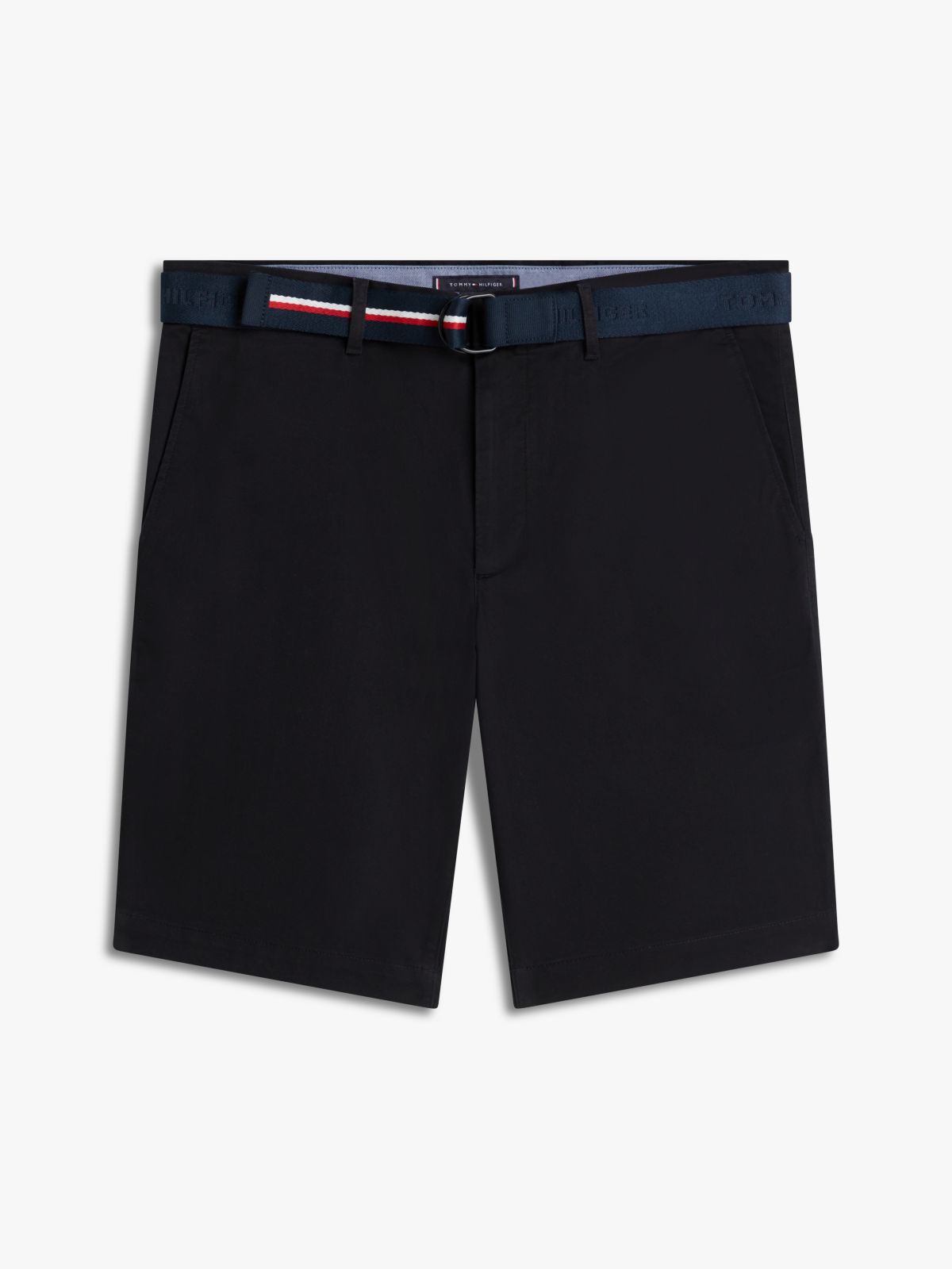Denton Slim Straight Belted Chino Shorts — Black