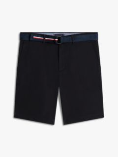 Denton Slim Straight Belted Chino Shorts — Black 5