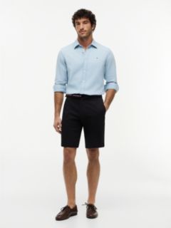 Denton Slim Straight Belted Chino Shorts — Black 1