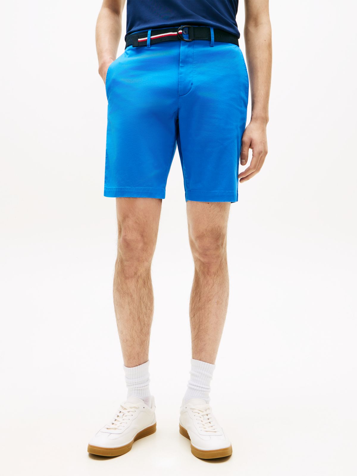Denton Slim Straight Belted Chino Shorts — Blue