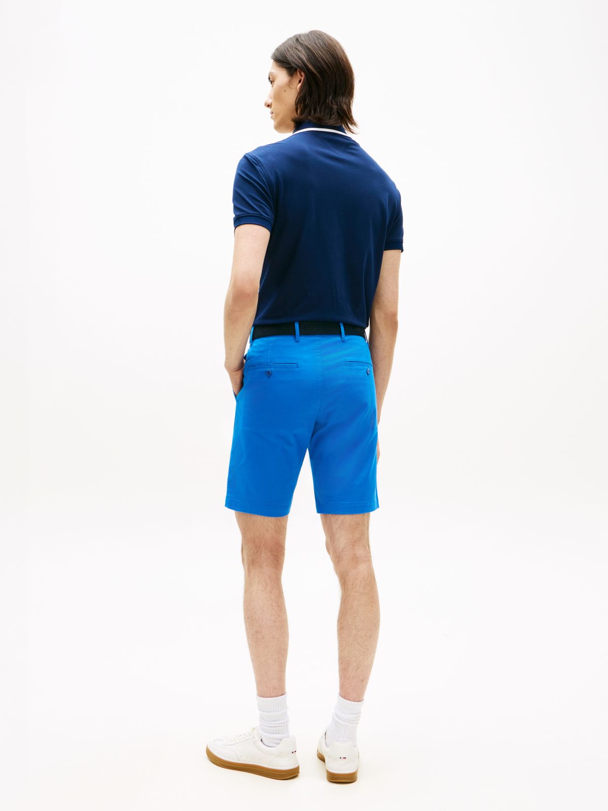 Denton Slim Straight Belted Chino Shorts — Blue