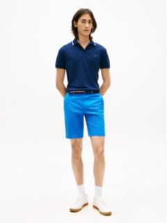 Denton Slim Straight Belted Chino Shorts — Blue 1