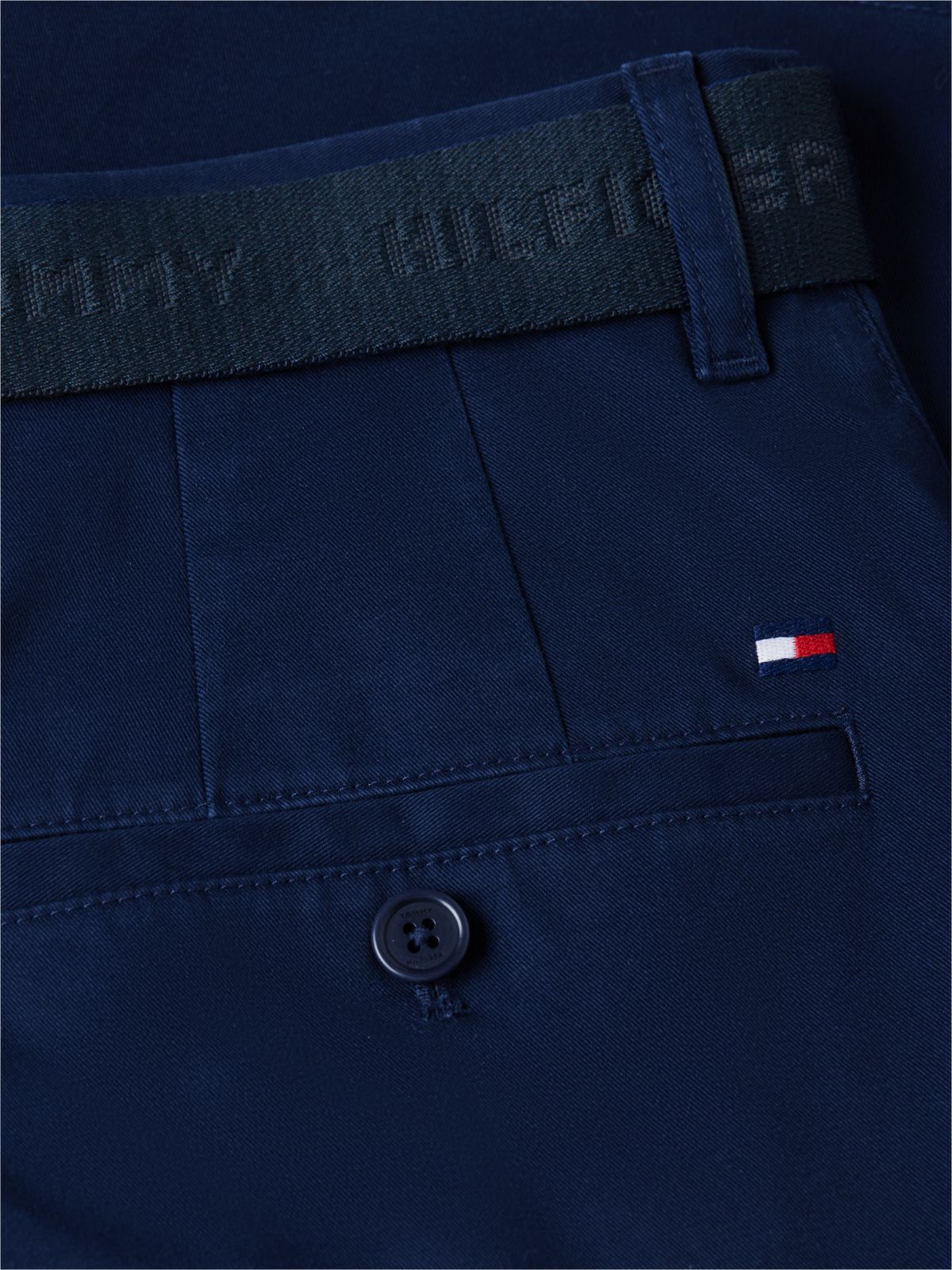 Denton Slim Straight Belted Chino Shorts — Blue