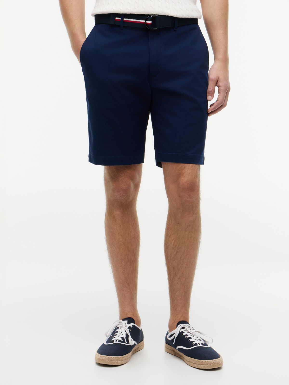 Denton Slim Straight Belted Chino Shorts — Blue