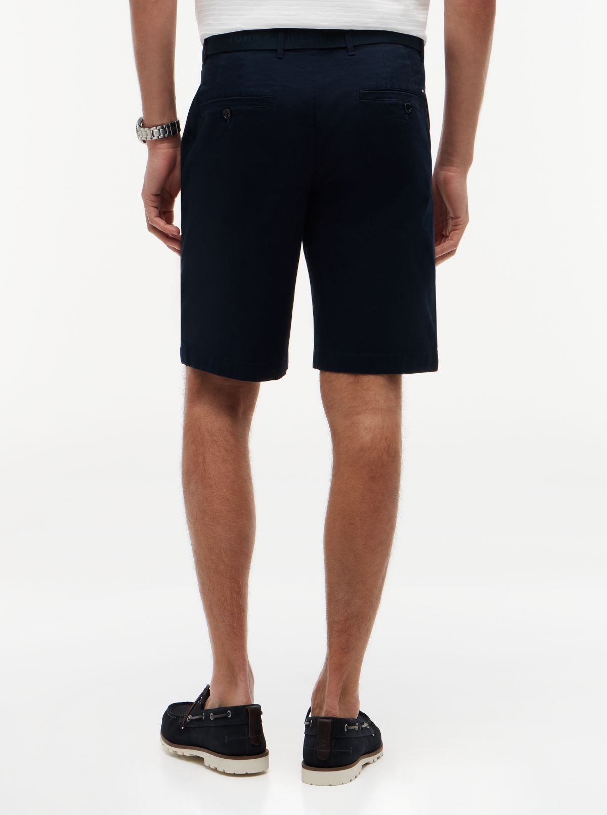 Denton Slim Straight Belted Chino Shorts — Blue