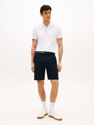 blue denton belted twill slim 9.5 inseam shorts for men tommy hilfiger