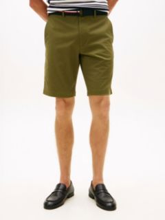 Denton Slim Straight Belted Chino Shorts — Green 2