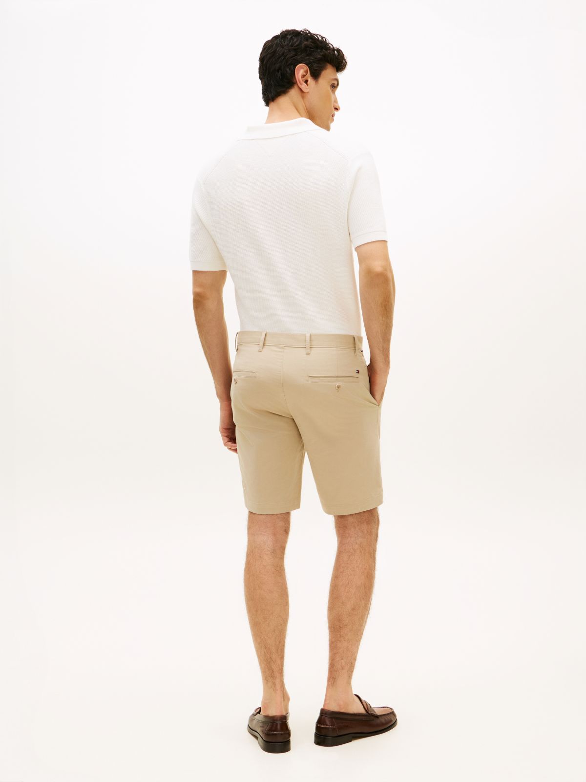 Denton Slim Straight Belted Chino Shorts — Khaki