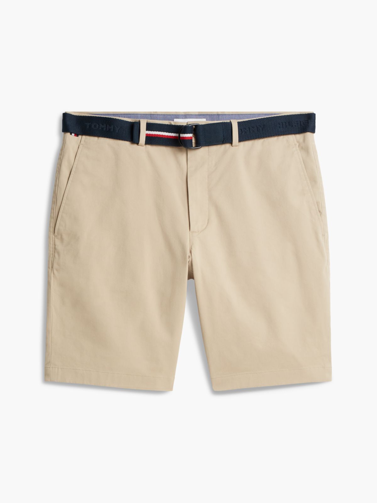 Denton Slim Straight Belted Chino Shorts — Khaki