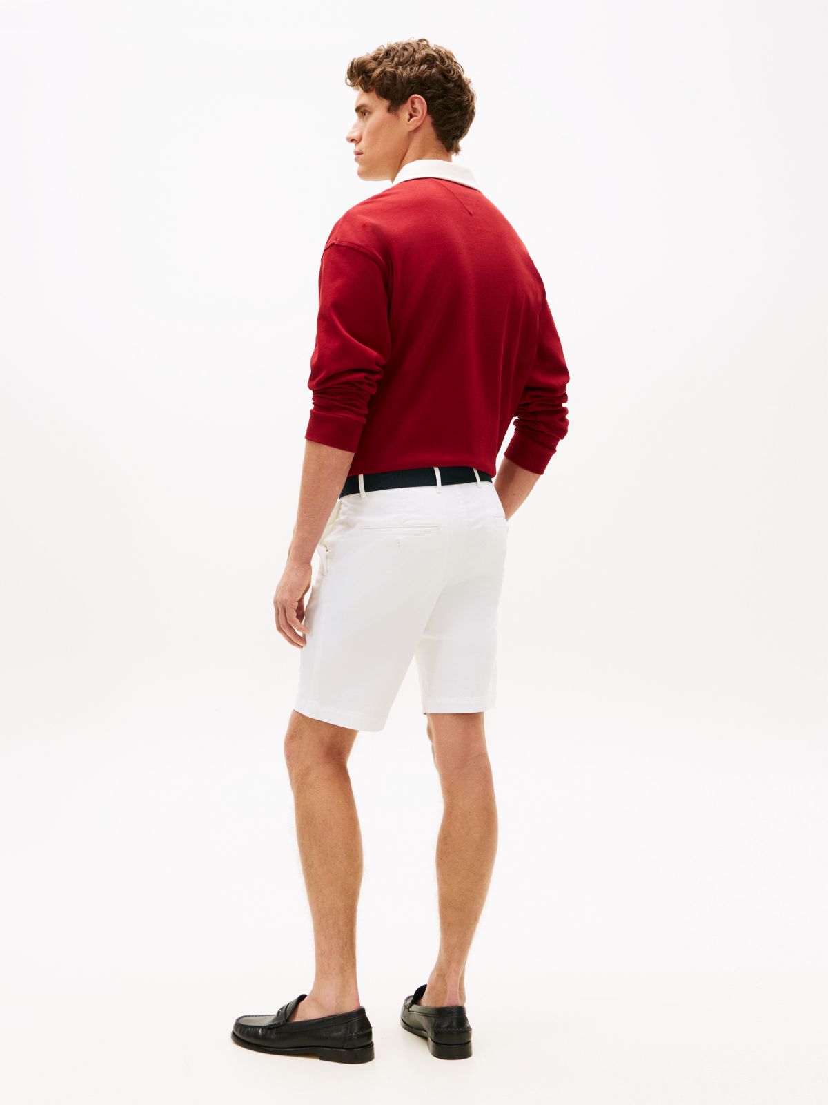 Denton Slim Straight Belted Chino Shorts — White