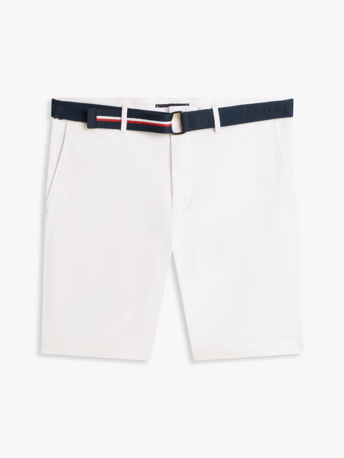 Denton Slim Straight Belted Chino Shorts — White