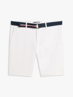Denton Slim Straight Belted Chino Shorts — White 5
