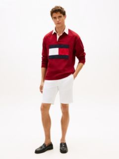 Denton Slim Straight Belted Chino Shorts — White 1