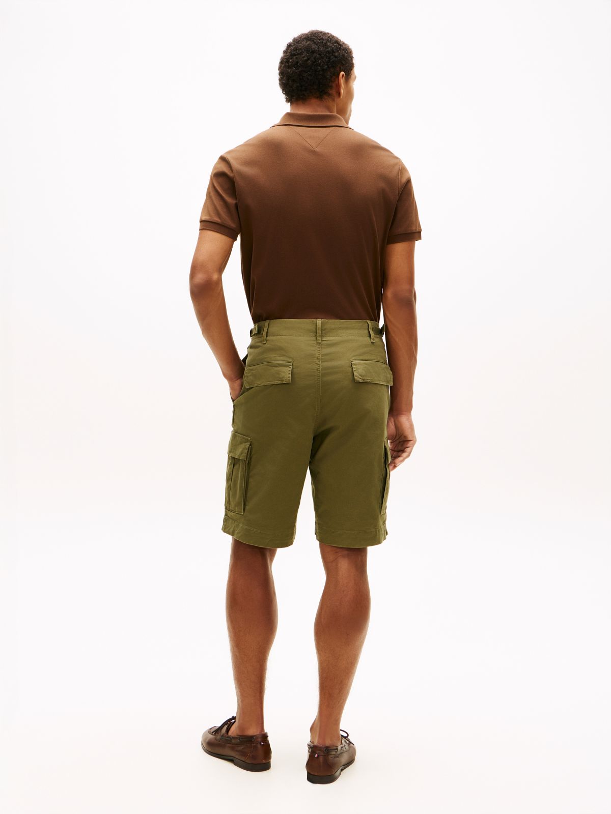 Twill Relaxed Cargo Shorts — Green