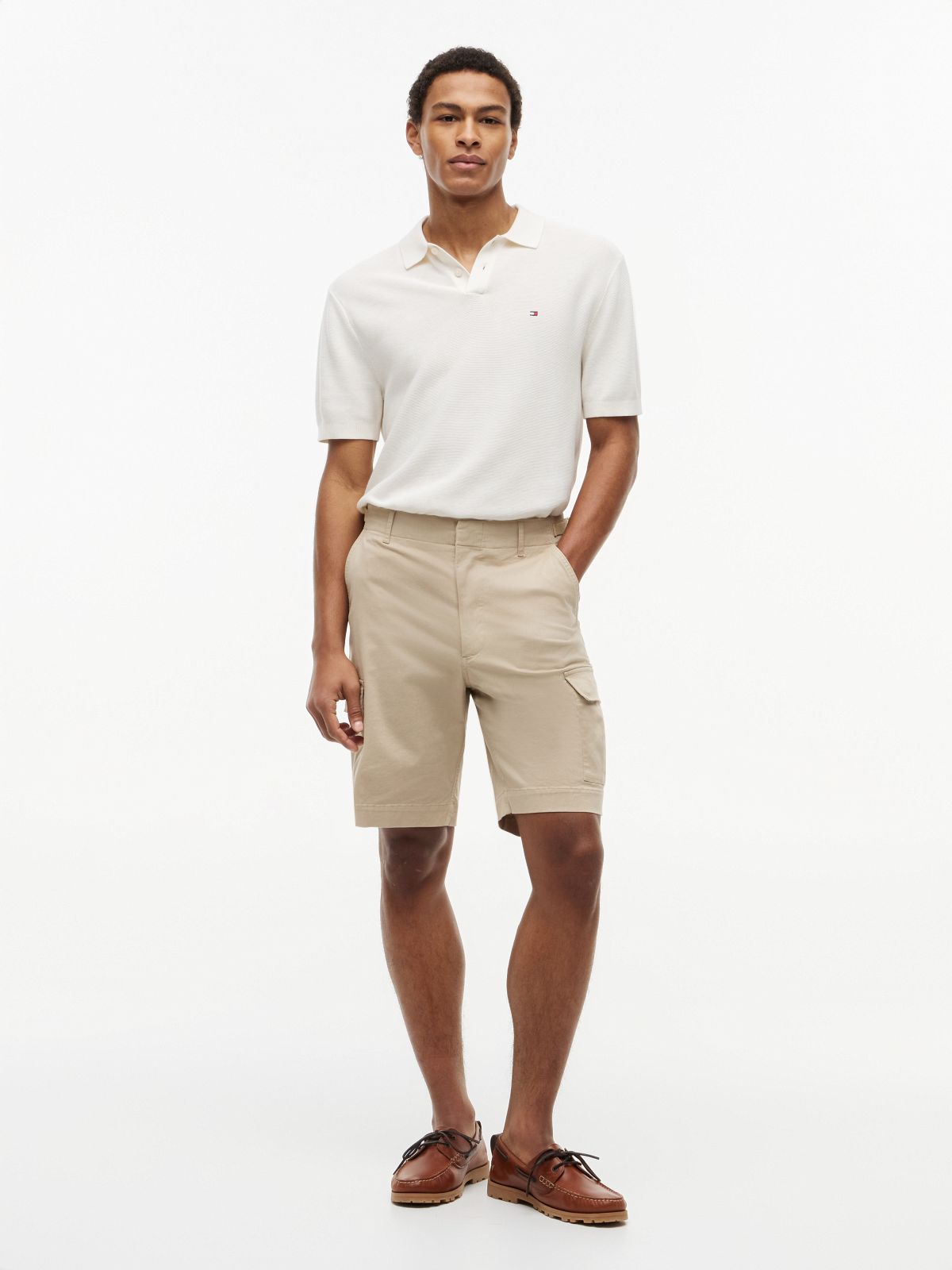 Twill Relaxed Cargo Shorts — Khaki