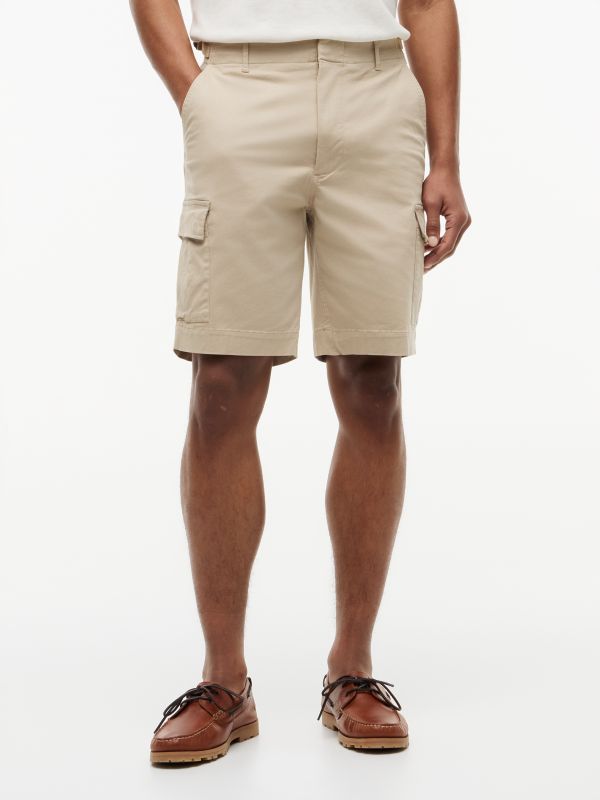 Twill Relaxed Cargo Shorts — Khaki