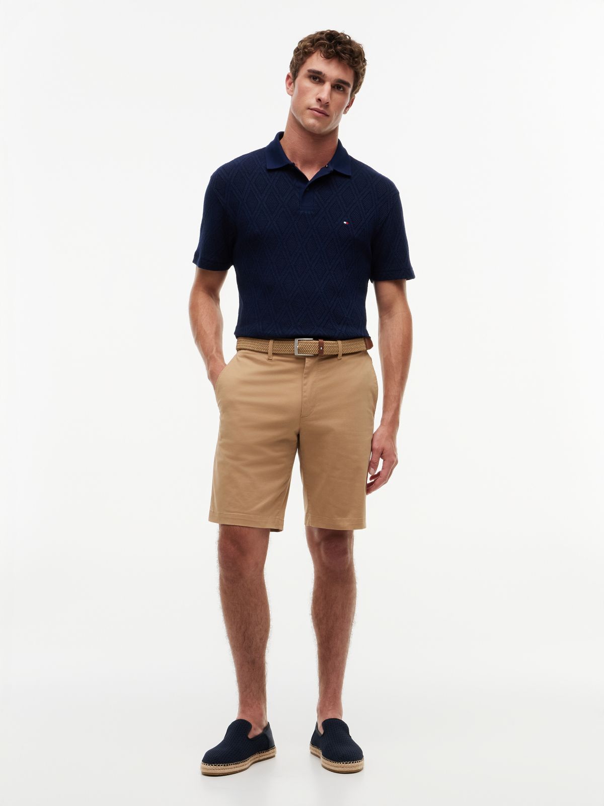 Denton Slim Straight Twill Chino Shorts — Brown