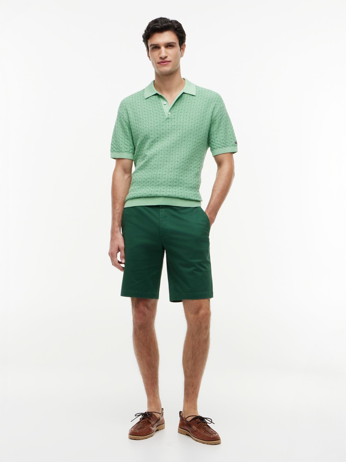 Denton Slim Straight Twill Chino Shorts — Green