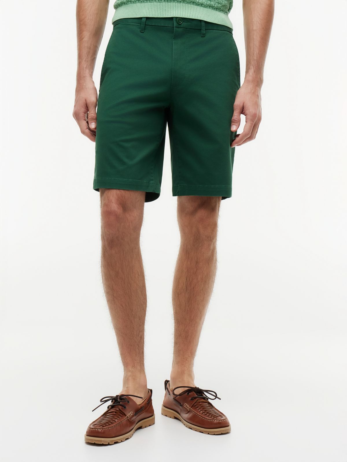 Denton Slim Straight Twill Chino Shorts — Green
