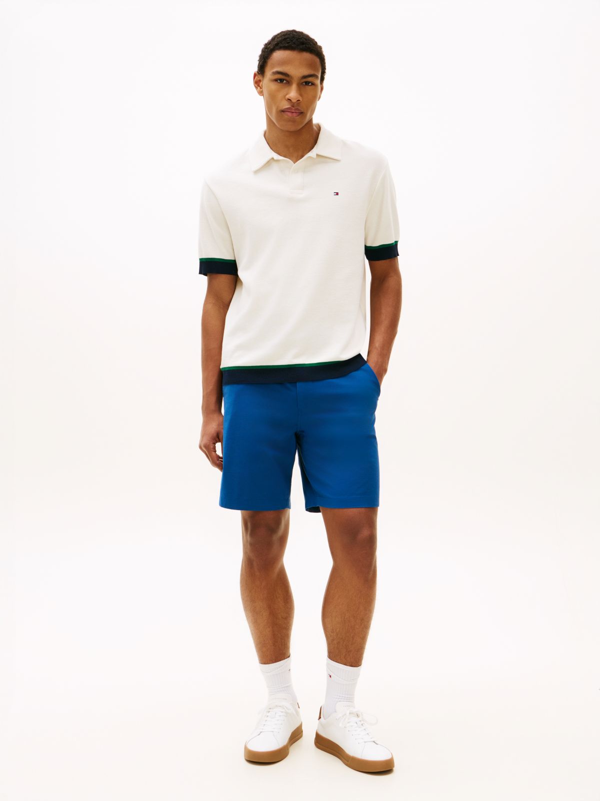 Dover Regular Straight Flag Embroidery Chino Shorts — Blue