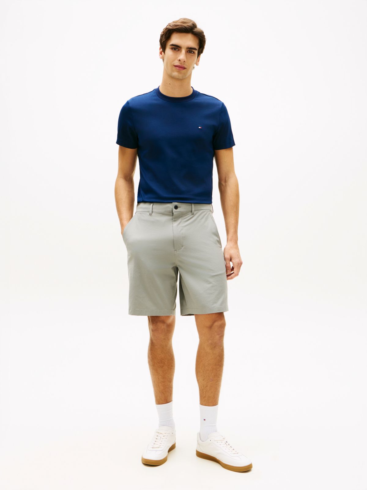 Dover Regular Straight Flag Embroidery Chino Shorts — Grey